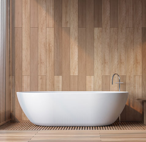 Wooden walls in the bathroom