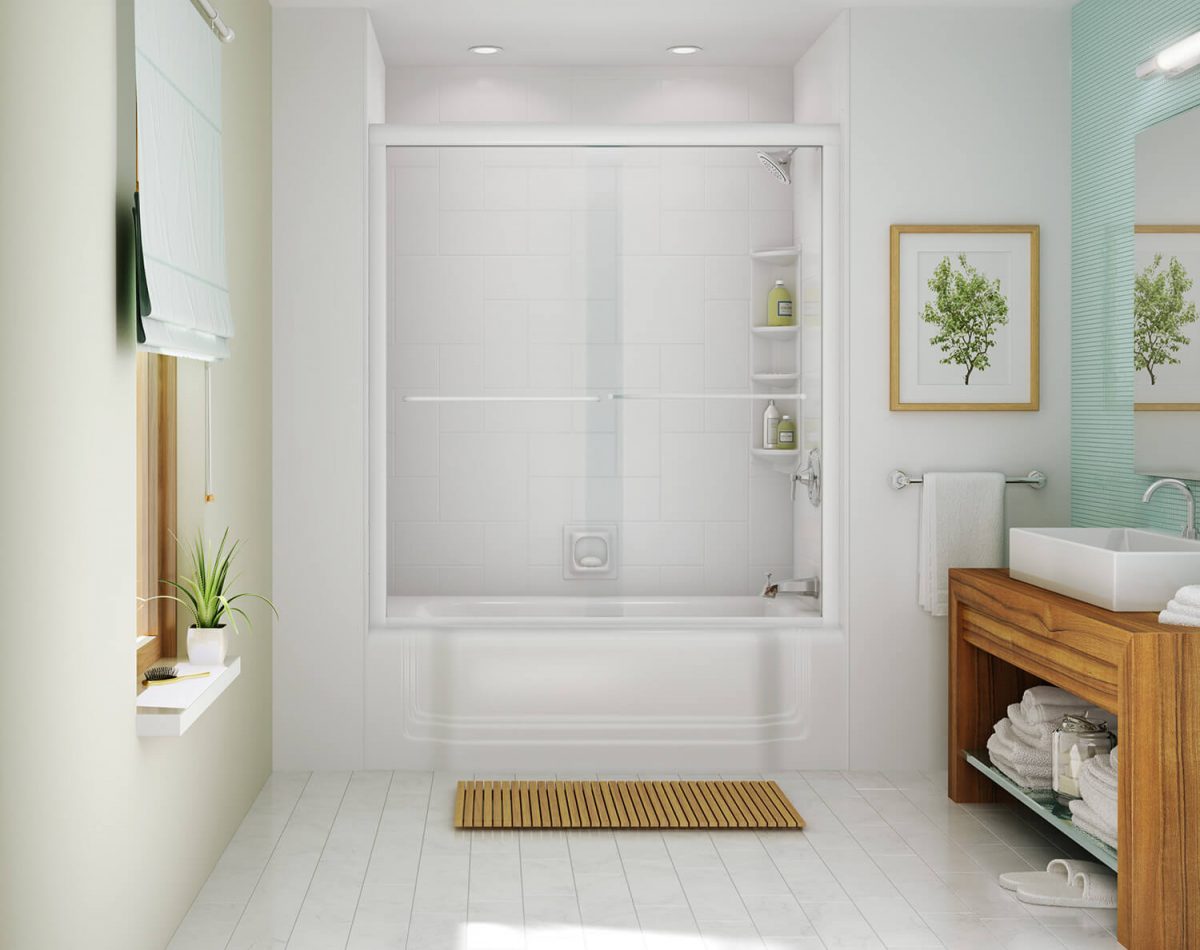 Bathroom with white towels folded and organized under the sink